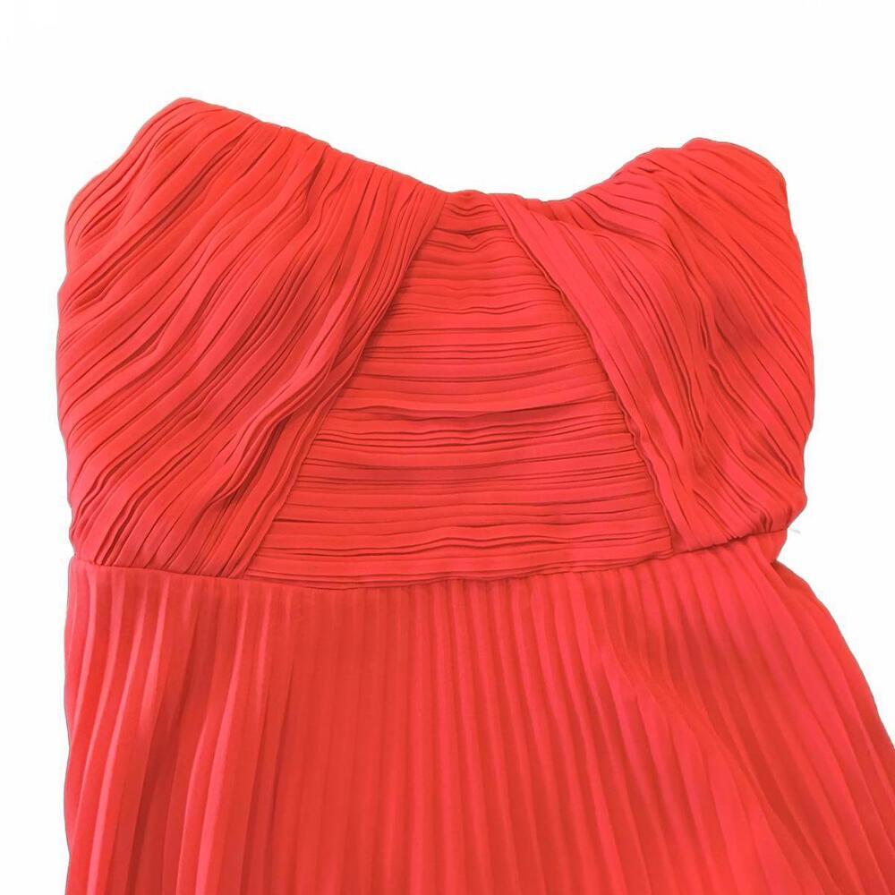 AMUR Strapless Pleated Crepe Red Midi Dress NWT - Picture 7 of 10